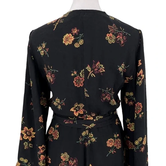 A.L.C. Wilma Wrap Short Dress in Black Floral - Picture 5 of 8